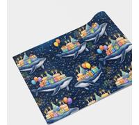 Ocean Birthday Wrapping Paper Roll - Dolphin, Shark, Whale & Sea Turtle Gift Wrap, Under the Sea Kids Happy Birthday Wrapping Paper (Whale)