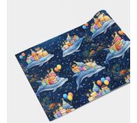 Ocean Birthday Wrapping Paper Roll - Dolphin, Shark, Whale & Sea Turtle Gift Wrap, Under the Sea Kids Happy Birthday Wrapping Paper (Dolphin)