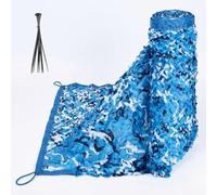 Ocean Blue Camouflage Netting, Double Layer Reinforced Camo Net with Nylon Mesh & Edging, Durable Heavy Duty Privacy Netting for Garden Screening, Sunshade, Party Hide(3X5m)