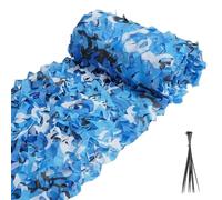 Ocean Blue Camouflage Netting, Reinforced Camo Net with Nylon Mesh Back-grid, Double Layer Oxford Camouflage Tarpaulin for Sunshade, Garden Screening, Privacy Netting(4X11m)