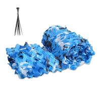 Ocean Blue Camouflage Netting, Reinforced Camo Net with Nylon Mesh Backing, Durable Camo Tarp for Garden Screening, Sunshade, Army Party Decorations, Hide & Hunting(7x13.0m)