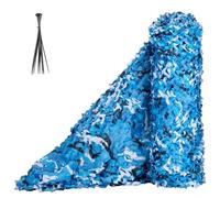 Ocean Blue Camouflage Netting, Reinforced Camo Net with Nylon Mesh & Edge Binding, Oxford Sunshade for Garden Screening, Privacy Hide, Hunting, Camping(2X9.5m)