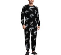 Ocean Blue Fish Spanish Mackerel Wahoo Soft Mens Pyjamas Set Loungewear Long Sleeve Round Neck Tops And Pants