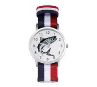 Ocean Blue Fish Spanish Mackerel Wahoo Watches for Mens Womens Analog Quartz Easy to Read Adjustable Nylon Strap