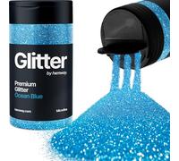 Ocean Blue Glitter Shaker, 130g Microfine Glitter, Crafts 1/256" Metallic Flake Ocean Blue Sequins, Resin & Epoxy Crafts, Decorating, Halloween, Christmas Nail, Face, Hemway