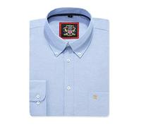 Ocean Blue Mens Oxford Plain Shirt, Slightly Tapered Fit, Button Down Collar, Long Sleeve, Formal or Casual Attire English Style by Janeo British Apparel, 3XL