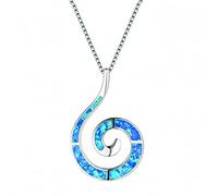 ocean blue white fire opal conch pendant wave necklaces for women spiral female fine jewelry