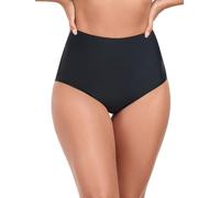 Ocean Blues Women's Black High Waisted Bikini Bottom Full Coverage Swimsuit Size Small
