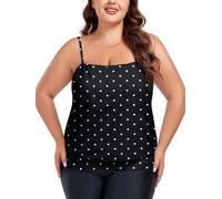 Ocean Blues Women's Black Polka Dot Plus Size Bandeau Tankini Top Loose-Fitting Swimsuit No Bottom Size X-Large