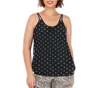 Ocean Blues Women's Black Polka Dot Plus Size Tankini Top Loose Fit Blouson Swimsuit Top with Adjustable Straps Size X-Large