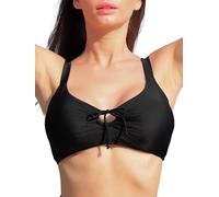 Ocean Blues Women's Black Retro Cutout Bikini Tops for Women Lace Up Back Padded Swimsuit Top Size Large