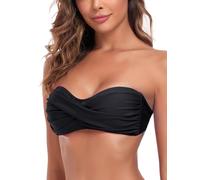 Ocean Blues Women's Black Strapless Swimsuits for Women Bandeau Bikini Top Tie Back Halter Bathing Suit Top Suit Top Size XX-Large