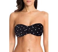 Ocean Blues Women's Black & White Dot Strapless Swimsuits for Women Bandeau Bikini Top Tie Back Halter Bathing Suit Top Suit Top Size Large