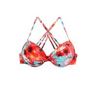 Ocean Blues Women's Blue Floral Retro Underwire Push Up Bikini Top Size Large