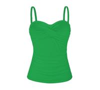 Ocean Blues Women's Green Twist Bandeau Swimsuit Top Ruched Tummy Control Tankini Top Size X-Large