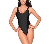 Ocean Blues Women's High Cut One Piece Swimsuit - Adjustable Straps & Cheeky Back Coverage Swimwear, Black, Size X-Large