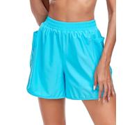Ocean Blues Women's High Waisted Board Shorts UPF 50+ Swim Shorts Quick Dry Trunks with Liner, Sky Blue, Size Large