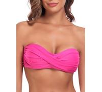 Ocean Blues Women's Hot Pink Strapless Swimsuits for Women Bandeau Bikini Top Tie Back Halter Bathing Suit Top Suit Top Size Large
