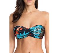 Ocean Blues Women's Leaf Pattern Strapless Swimsuits for Women Bandeau Bikini Top Tie Back Halter Bathing Suit Top Suit Top Size Medium