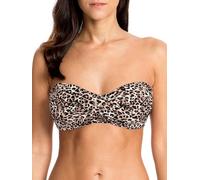 Ocean Blues Women's Leopard Strapless Swimsuits for Women Bandeau Bikini Top Tie Back Halter Bathing Suit Top Suit Top Size Small