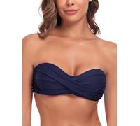 Ocean Blues Women's Navy Blue Strapless Swimsuits for Women Bandeau Bikini Top Tie Back Halter Bathing Suit Top Suit Top Size Small