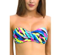 Ocean Blues Women's Neon Striped Strapless Swimsuits for Women Bandeau Bikini Top Tie Back Halter Bathing Suit Top Suit Top Size Small