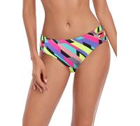 Ocean Blues Women's Neon Striped Strappy Bikini Bottom Basic Bathing Suit Medium