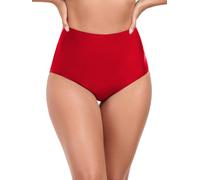 Ocean Blues Women's Red High Waisted Bikini Bottom Full Coverage Swimsuit Size Large