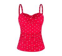 Ocean Blues Women's Red Polka Dot Twist Bandeau Swimsuit Top Ruched Tummy Control Tankini Top Only Size Large