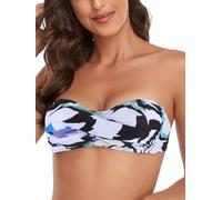 Ocean Blues Women's Red Strapless Swimsuits for Women Bandeau Bikini Top Tie Back Halter Bathing Suit Top Suit Top Size Small