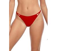 Ocean Blues Women's Red Thong Bikini Bottoms Low Waisted Adjustable Side Buckles Swim Bottoms Size Small