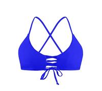 Ocean Blues Women's Royal Blue Strappy Bikini Top with Front Cutout - Adjustable Removable Padding & Crisscross Back Size Large