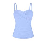 Ocean Blues Women's Sea Blue Twist Bandeau Swimsuit Top Ruched Tummy Control Tankini Top Size XX-Large