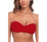 Ocean Blues Women's Strapless Swimsuits for Women Bandeau Bikini Top Red