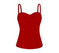 Ocean Blues Women's Twist Bandeau Swimsuit Top Ruched Tummy Control Tankini Top Only Red