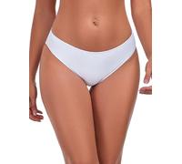 Ocean Blues Women's White Low Waisted Bikini Bottom Moderate Coverage Swimming Costume Bottom Size Medium