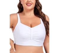 Ocean Blues Women's White Plus Size Ruched Bikini Top Square Neck Swimsuit Tops Padded Bathing Suits Sport BraSize Large
