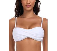 Ocean Blues Women's White Strapless Bikini Top Bandeau Swimsuit Off Shoulders Bikini Top Wire-Free Bathing Suit Top Size Small