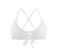 Ocean Blues Women's White Strappy Bikini Top with Front Cutout - Adjustable Removable Padding & Crisscross Back Size Small