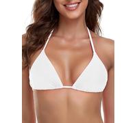 Ocean Blues Women's White Triangle Bikini Top Halter Neck Padded String Swimwear Size X-Large
