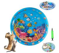 Ocean Breeze Splashland Cat Toy, Ocean Breeze Splashland, Cat Water Mat with Fish, Water Sensory Play Mat for Cats, Cats Mats Toy Interactive for Indoor (O-95cm/37.4in)