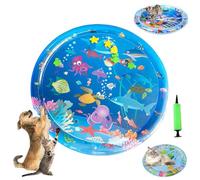 Ocean Breeze Splashland Cat Toy, Ocean Breeze Splashland, Cat Water Mat with Fish, Water Sensory Play Mat for Cats, Cats Mats Toy Interactive for Indoor (Q-95cm/37.4in)