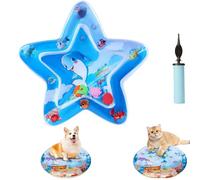 Ocean Breeze Splashland Cat Water Play Mat - Anti-Scratch Thickened Water Sensory Toy with Fish, Interactive Pet Bed Mat for Indoor Cats, Includes Air Pump (E)