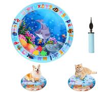 Ocean Breeze Splashland Cat Water Play Mat - Anti-Scratch Thickened Water Sensory Toy with Fish, Interactive Pet Bed Mat for Indoor Cats, Includes Air Pump (D)