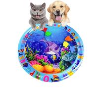 Ocean Breeze Splashland for Cats & Dogs - 2-Layer Cat Water Mat with Floating Fish, Non-Slip Sensory Playmat 25.59 Inch for Summer/Kitten/Kitchen (Dolphin fish style)