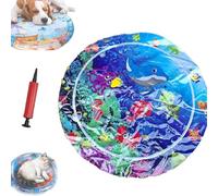 Ocean Breeze Splashland for Cats, Interactive Pet Water Bed, Cat Play Pool with Fish, Thickened Anti Scratch Water Mats for Indoor Cat Dog (Large Round Model D)