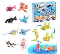 Ocean Building Blocks Set - 12 PCS Ocean Block Toy, Educational Animal Building Blocks, Mini Animals Fun Interactive Toys, DIY Construction Kit for Kids
