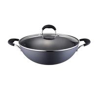 Ocean Case Hard Anodized Wok/Kadai with Glass Lid Non-Stick Ceramic Coated Saute pan Double Handles Wok 28cm/26cm (26CM)