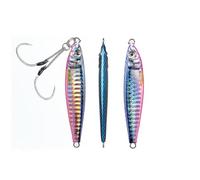 OCEAN CAT 1 PC Long Casting Slow Fall Pitch Fishing Jigs Lures Lead Metal Flat Sinking Vertical Shore Jigging Bait with Assist Hook for Saltwater Freshwater Fishing 40g 60g 80g (Blue&Pink, 60g)