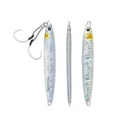 OCEAN CAT 1 PC Slow Fall Pitch Fishing Jigs Lures Lead Metal Flat Sinking Vertical Shore Jigging Bait with Assist Hook for Saltwater Fishing (Laser Silver, 60g)